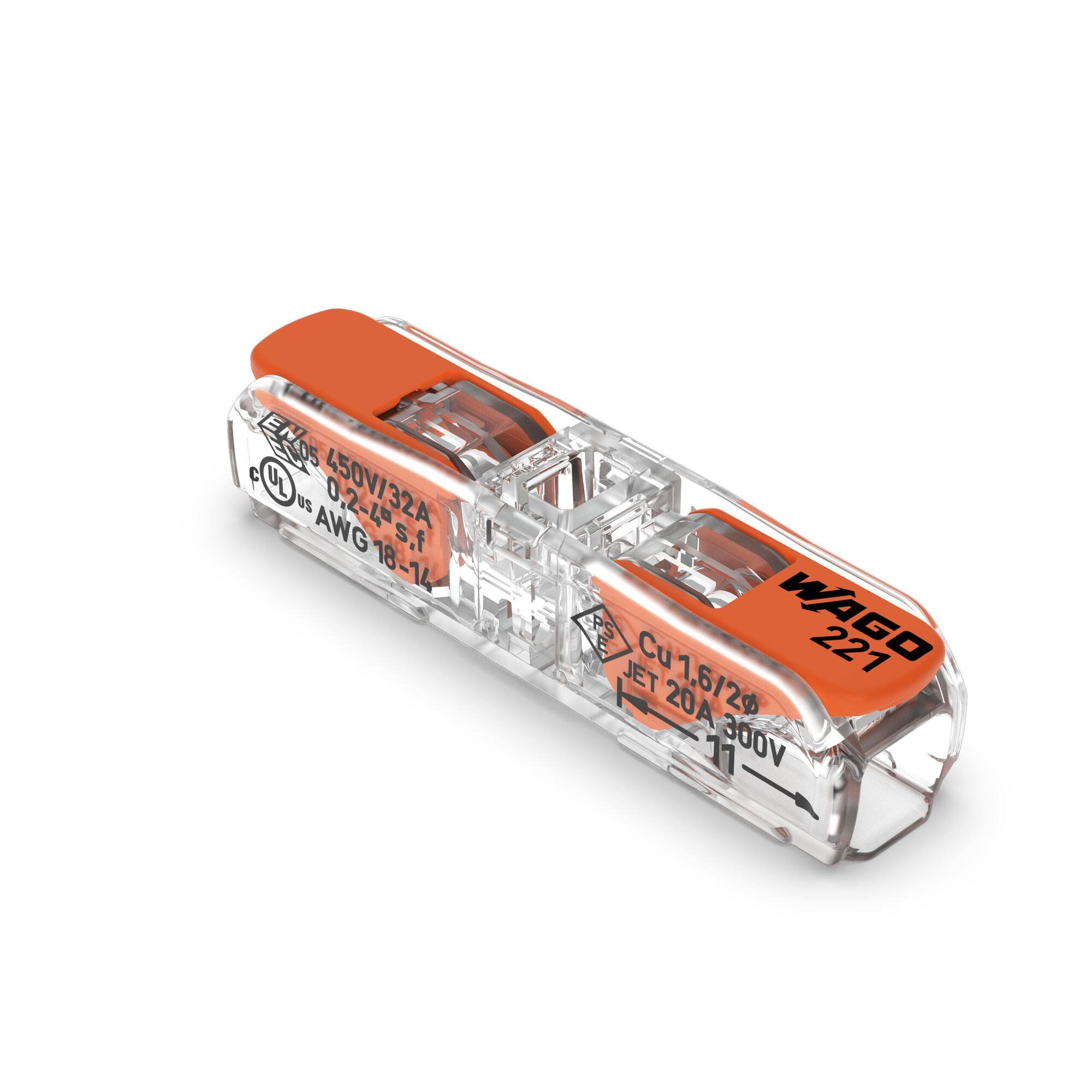 Wago 221-2411 Kabelconnector - Oranje/Transparant - 32A - 600 stuks