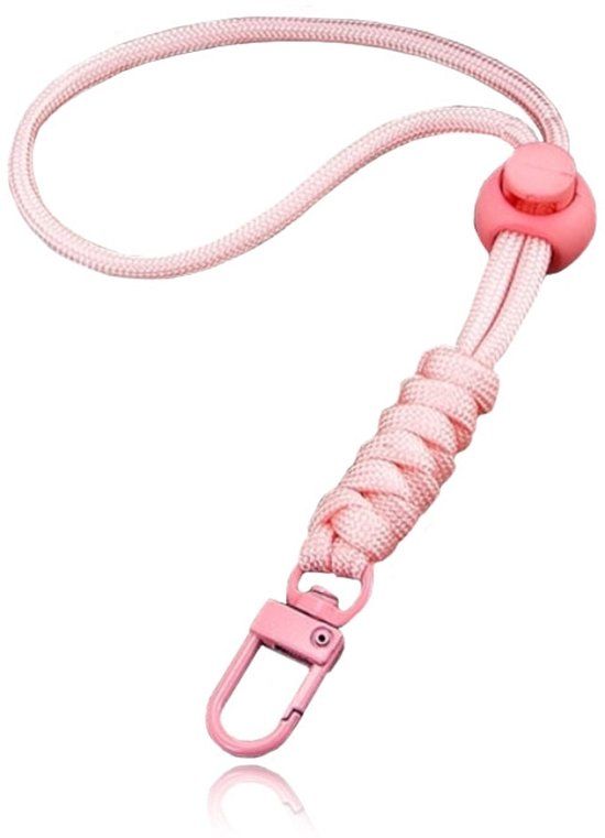 LGT JWLS Lookinggoodtoday Telefoonkoord/Sleutelhanger met Karabijnsluiting en Koordstopper - Lichtroze