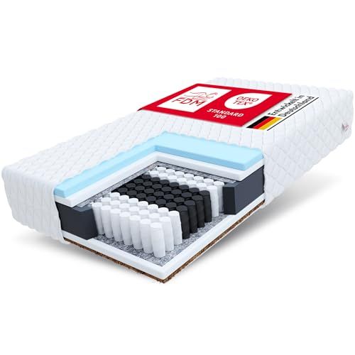 FDM Calmera Pocketveringmatras, 100 x 200 cm, 7-zones, HR-schuim + kokos, hardheid H3/H4, 20 cm hoogte, afneembare en wasbare overtrek