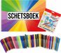 Bellatio Decorations Schetsboek voor kinderen in A4 formaat 50 pagina's met 24 kleurpotloden en 50 viltstiften