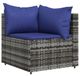 Canapé d'angle pour le jardin avec coussins bleu foncé