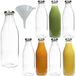 Mikken 8 flessen met brede hals, glazen flessen, 1,0 l, sapflessen, melkflessen om te vullen, incl. trechter