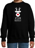 Bellatio Decorations kersttrui/sweater voor kinderen - team Rudolf - zwart - 134/146