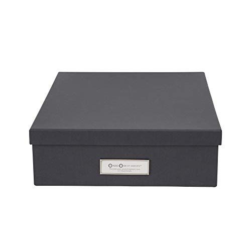 Bigso Box of Sweden Bureau-organizer voor A4-documenten, brochures enz. - kantoorvak met deksel en handvat - opbergdoos van vezelplaat en papier - donkergrijs