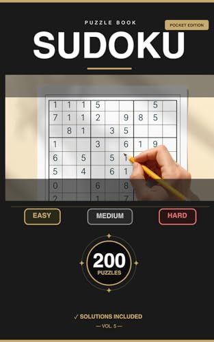 Sudoku Challenge Book for Adults: 200 Brain-Boosting Puzzles — Easy, Medium & Hard — Full Solutions Included — Pocket Size — Vol. 5