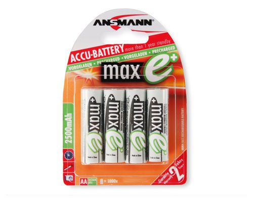 Ansmann maxE plus AA 2500mAh NiMH oplaadbare batterijen