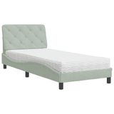 VidaXL Lit avec matelas, gris clair, velours, 90x190 cm