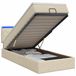 vidaXL Lit plateforme avec matelas et éclairage LED, couleur crème, 100 x 200 cm, tissu