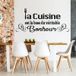 Sticker Mural Citation Cuisine Noir 217x460 cm