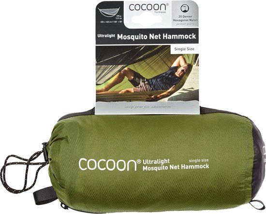 Cocoon Ultralight Mosquito Net Hammock Hangmat - Olive Green - 325x148cm - HNS111-UL