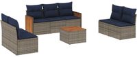 vidaXL 8-delige tuinbankset met kussens, grijs, polyrotan