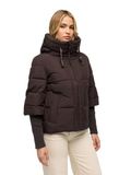 Navahoo Moderne winterjas voor dames, warme gewatteerde jas met capuchon en geribbelde mouwen, lotushart XIV XS-3XL