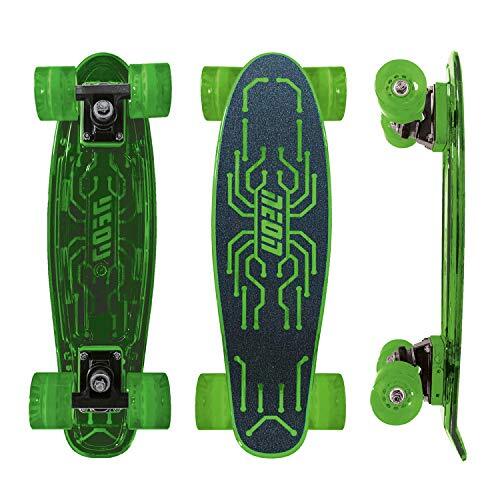 Mondo Toys Skateboard Neon Hype, PU-wielen, dek met neon, grootte 55 x 15 cm, groen, 25259