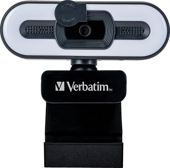 Verbatim Full HD 1080P Autofocus Webcam met Microfoon en Licht - Zwart