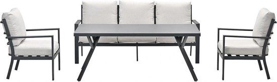 Garden Impressions Sergio Lounge Dining Set - 4-delig - Carbon Black - Desert Sand