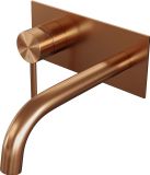Brauer Copper Edition Inbouw Wastafelmengkraan met Gebogen Uitloop en Afdekplaat Model A2 Koper Geborsteld PVD