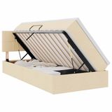 vidaXL LED opbergbed met matras, Crème, 90 x 200 cm, Stof
