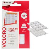 VELCRO Merk Stick On Coins Dubbelzijdige Hook & Loop Zelfklevende Sticky Munten Perfect voor kamer decor & thuis, kantoor, garage gebruik wit 16 mm x 16 mm Set van 16
