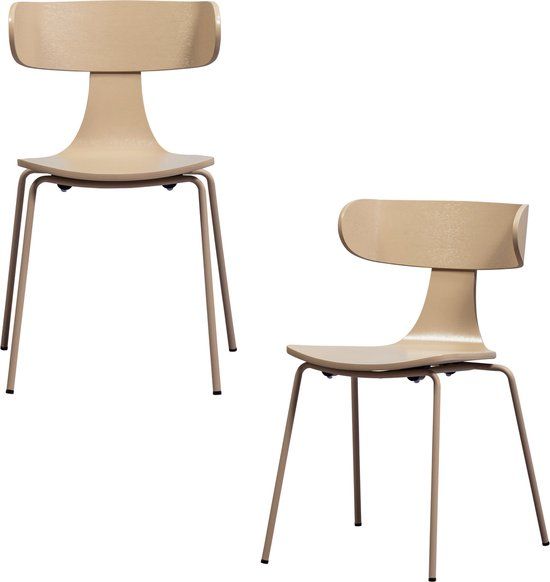 WOOOD Form Eetkamerstoelen - Hout/Metaal - Zand - Set van 2