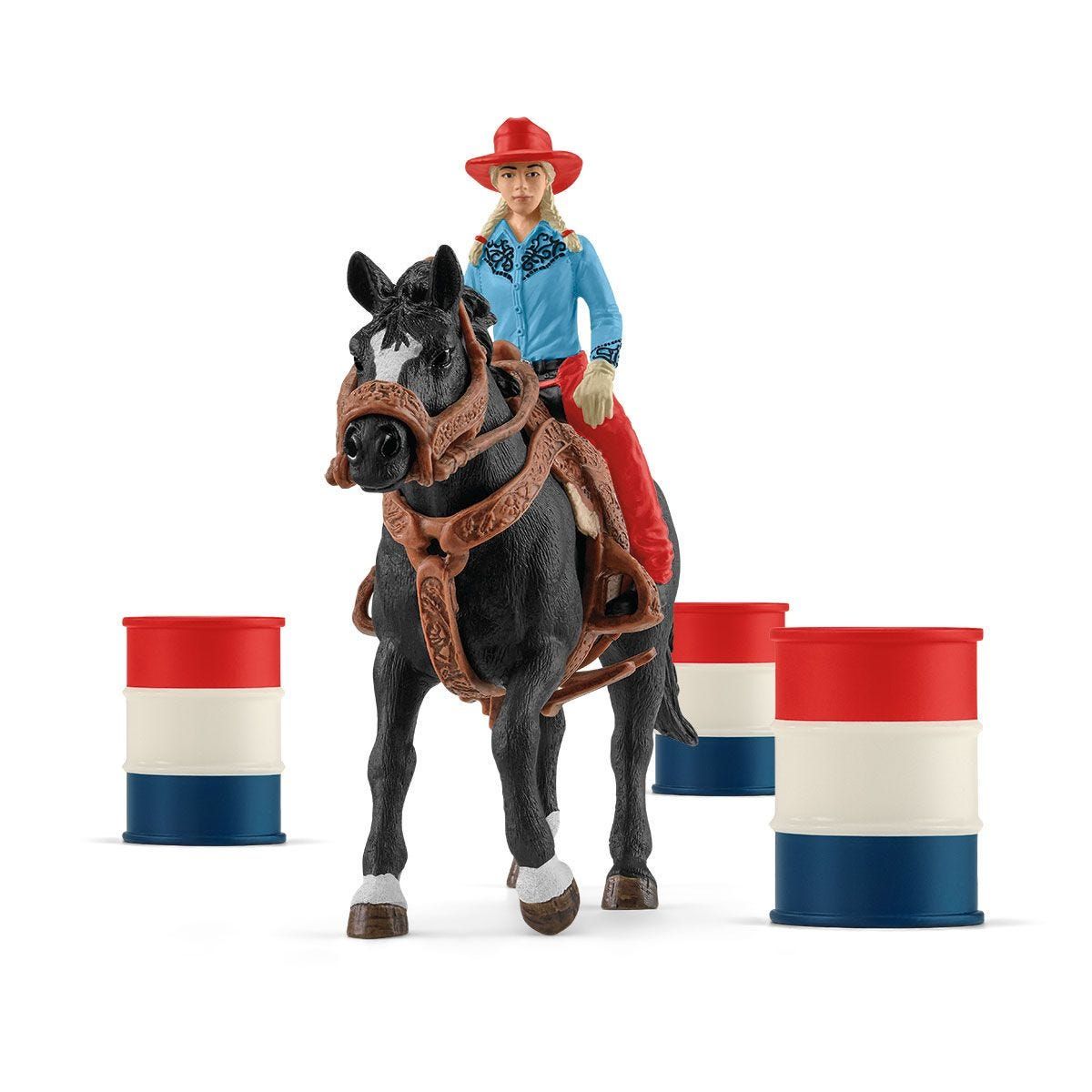 Schleich FARM WORLD Barrel Racing Set with Cowgirl - Ages 3-8