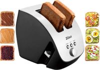 Zilan Broodrooster XL RVS Zilver Zwart brede sleuven 1000 Watt