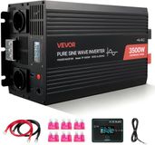 VEVOR 3500 W Omvormer, 12 V DC naar 230 V AC, Zuivere Sinusomvormer, Zonne-autolader met LCD-scherm, Afstandsbediening, USB-poort, 2 Stopcontacten, Type-C-poort