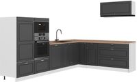 Vicco Hoekkeuken Fame-Line, Anthrazit-Gold Landhaus/Wit, 327 x 227 cm, WB Eik