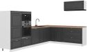 Vicco Hoekkeuken Fame-Line, Anthrazit-Gold Landhaus/Wit, 327 x 227 cm, WB Eik