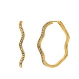 Lucardi Dames Stainless steel oorringen met kristal voor dames - Oorbellen - Staal - Goudkleurig