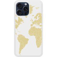 Apple Bedrukt siliconen hoesje compatibel met iPhone 15 Pro Max Map beige