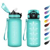Drinkfles, Icecat Drinkfles, 500 ml, lekvrij, gemakkelijk te openen, motiverende waterfles met rietje, waterfles voor camping, fietsen, school