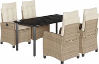 vidaXL 5-delige tuinset met kussens, beige, polyrotan