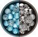 Decoris Kerstballen - 74x st - zilver en ijsblauw - 6 cm - kunststof