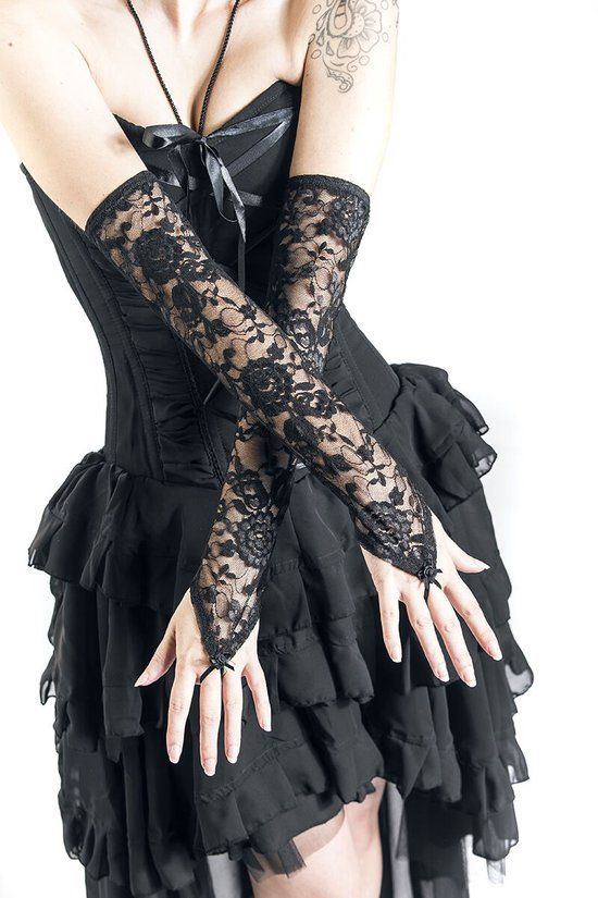Sinister Gothic Arm Warmers Zwart Polyester