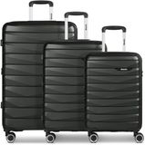 Bench Paris 4 wielen Kofferset 3-delig met uitbreidingsplooi - Harde bagage - TSA slot - black