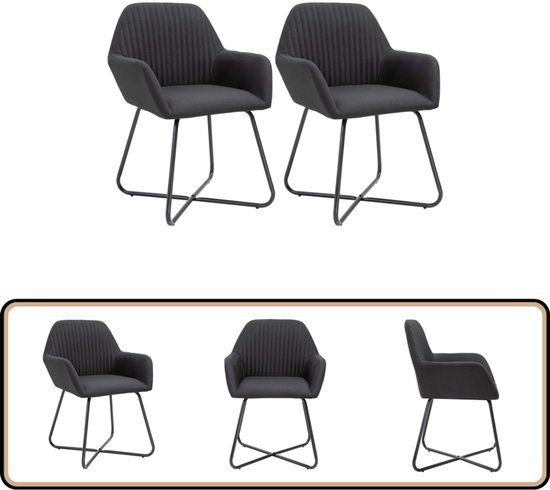 VidaXL Eetkamerstoelen 2 stuks Polyester Zwart