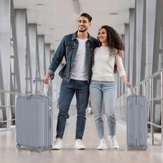 Voyagoux® Medium Reiskoffer - 72L - Nardo Grijs - TSA Slot - Hardcase