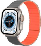 Strap-it Siliconen Smartwatch bandje - Geschikt voor Apple Watch Ultra magnetisch - Grijs/Oranje - 49mm