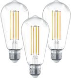 HOFTRONIC Set van 3 Smart E27 LED Filament Lamp - 7 Watt 806 lumen - ST64 Helder - 1800-3000K - Dimbaar - Edison lamp