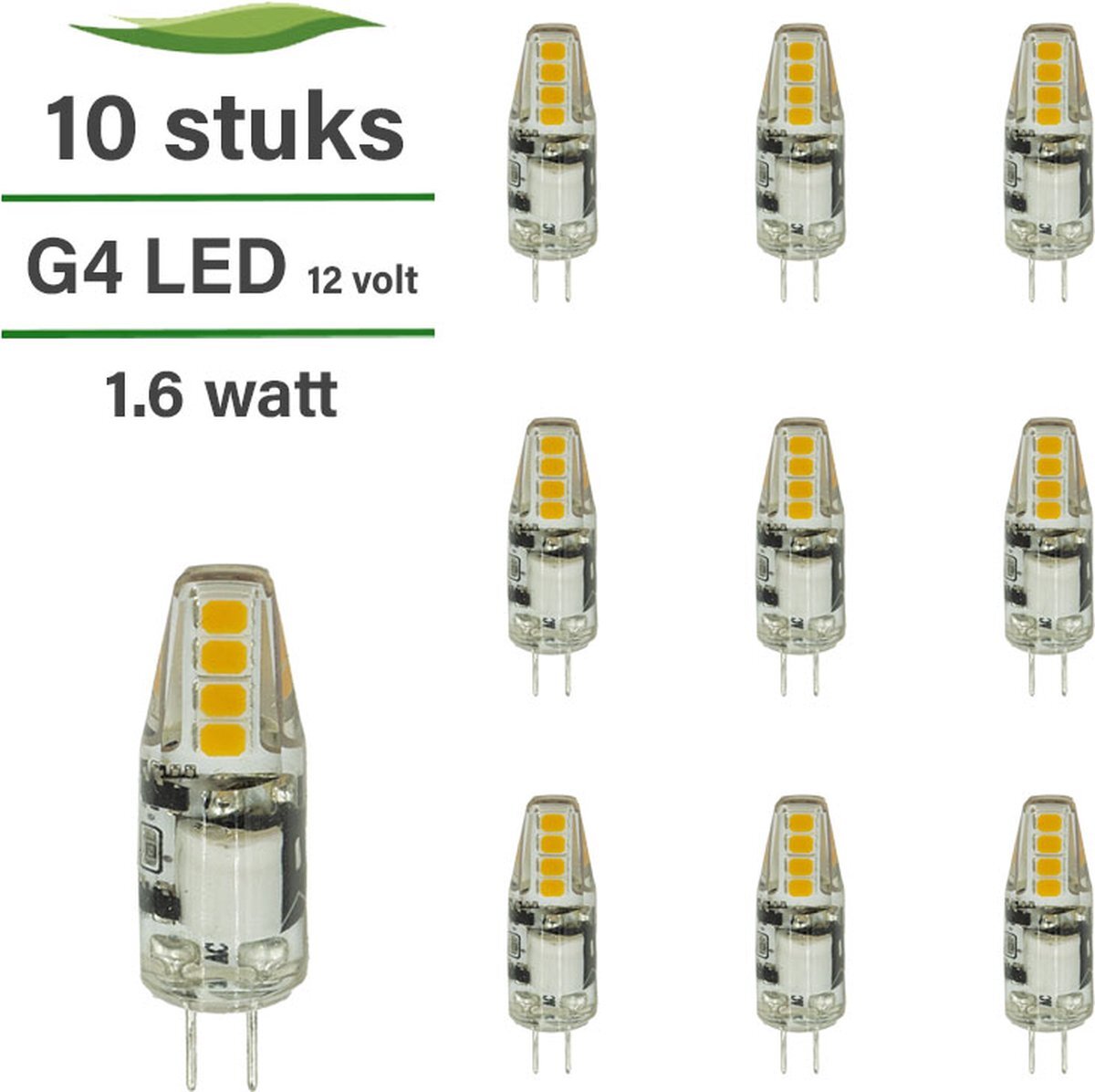 Lybardo G4 LED lamp / GU4 LED - 10-pack - 12 volt - 1.5W - 2700K warm wit - 140 lumen - Vervangt 15-20W