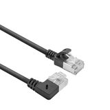 ACT Zwarte 3 m U/FTP CAT6A LSZH Slimline patchkabel met RJ45 connectoren recht naar 90° haaks rechts DA2903