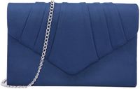 Milisente Clutch Dames, Elegante Suède Avondtas Envelop Crossbody Klassieke Clutch Bag (Blauw)