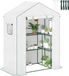 SPANISH AOSOM, S.L. Serre à 3 niveaux – Mini-serre avec housse en PE, porte enroulable et fenêtre de ventilation – 140 x 73 x 190 cm – Blanc