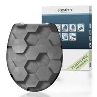 Schütte abattant de WC 82392 GREY HEXAGONS Duroplast Soft Close Afklikbaar RVS-Scharnieren