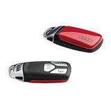 Audi 8W0071208BY3U sleutelafdekking, met ringlogo, alleen voor sleutels 4M0959754 8W0959754 8S0959754 met chroomclip (tangorot)