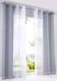 Merkloos Modena set van 2 gordijnen, 225 x 140 cm, transparant, grijs