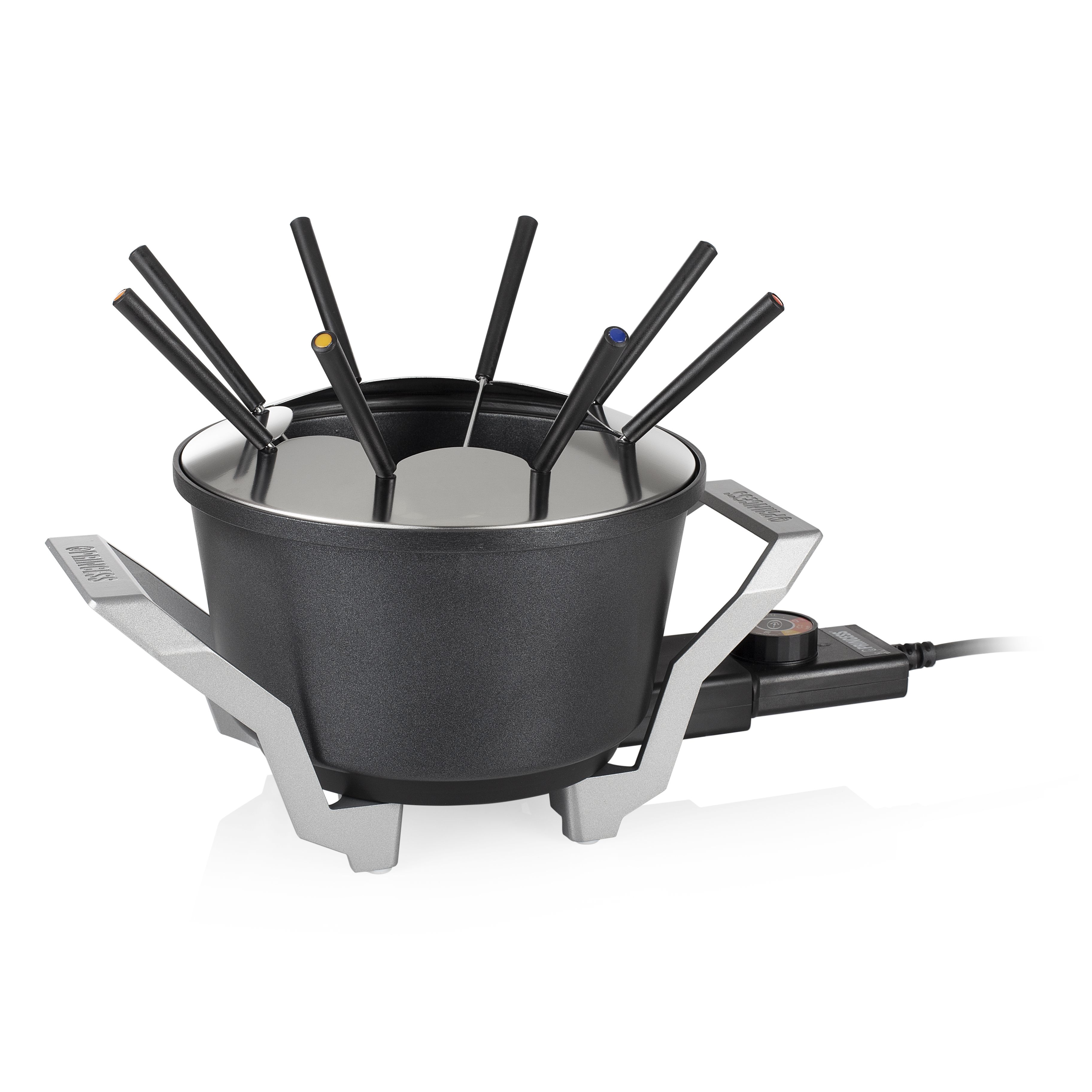Princess 173100 Fondue Premium - Electric Fondue Set for 8 People - Black & Stainless Steel