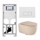 Geberit QeramiQ Dely Swirl Toiletset - Hangend - Inbouwreservoir - Zonder spoelrand - Diepspoel - PK - Dual flush - Mat wit