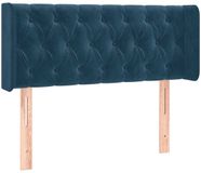 vidaXL Hoofdbord met randen 103x16x78/88 cm fluweel donkerblauw