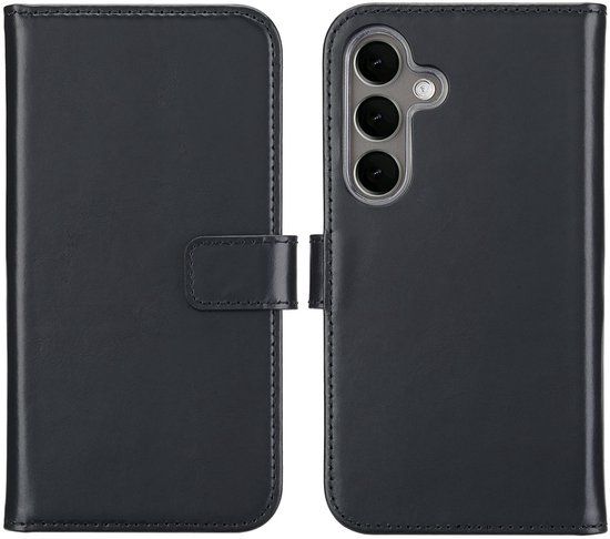 Selencia Echt Leren Bookcase voor de Samsung Galaxy S25 Plus - Zwart
